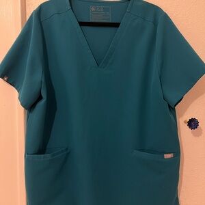 Figs Casma 3 Pocket Scrub Top Caribbean Blue XXL